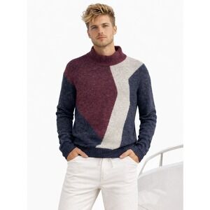 Armani Jeans Alpaca Blend Men's XL Slim Fit Sweater‎ Burgundy Navy Gray